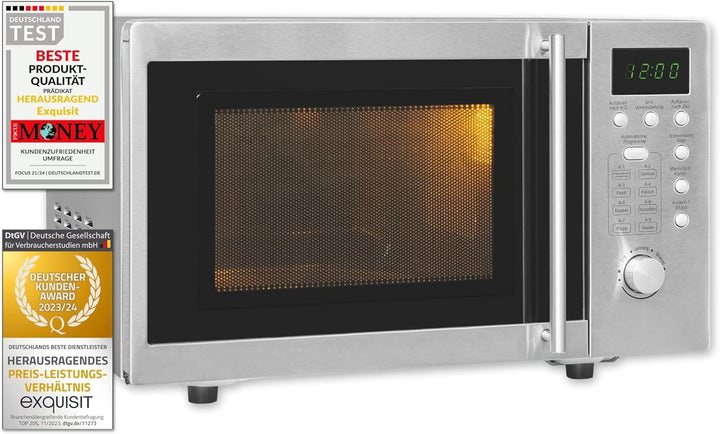 Exquisit Mikrowelle UMW 800 G-3 Inox / 800 Watt / Grill 1000 Watt / Unterbau-Mikrowelle / 20L / Edel