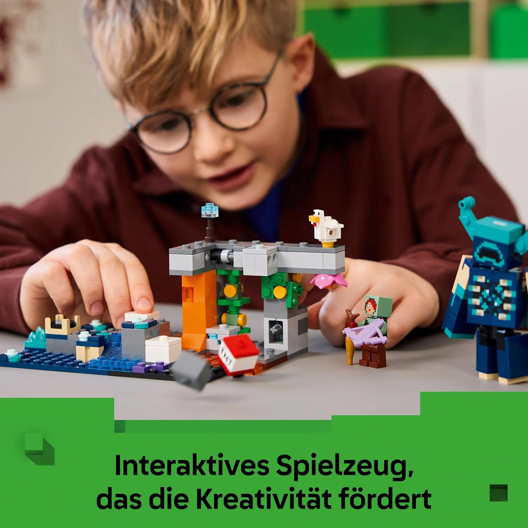 LEGO Minecraft Begegnung mit dem Wächter - Spielzeug mit stummen Ranger Minifigur und beweglicher Mo