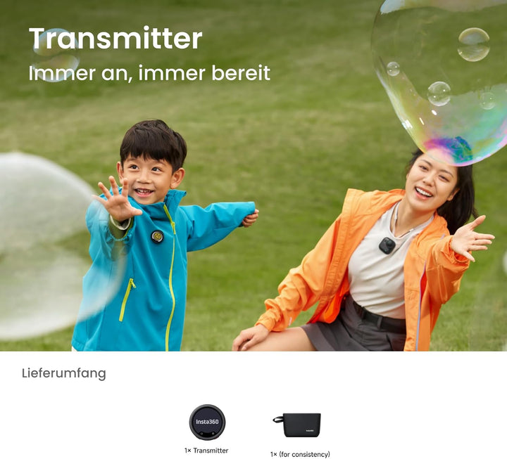 Insta360 Mic Pro Transmitter Graphitschwarz, kabelloses Mini-Lavaliermikrofon für iPhone/Kamera/Andr