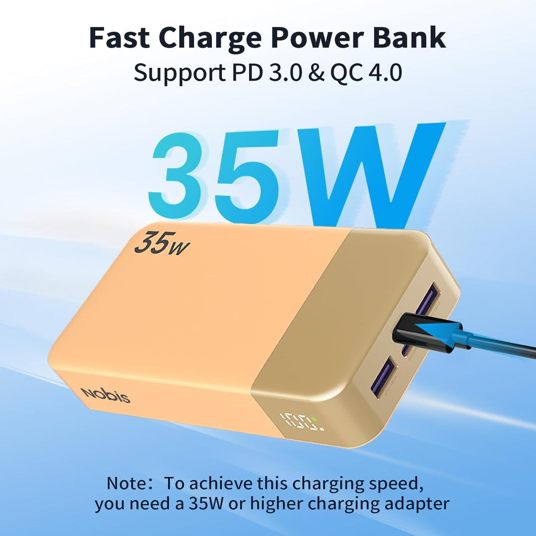 NOBIS Power Bank, Powerbank 20000mAh, 35W Externe Handyakkus Fast Charging, Externer Akku with C to