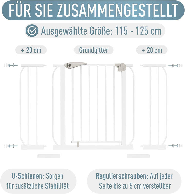 ib style® Berrin ! PREISSIEGER ! Treppengitter 58-175cm | Türschutzgitter | Ohne Bohren | 90° Stop |
