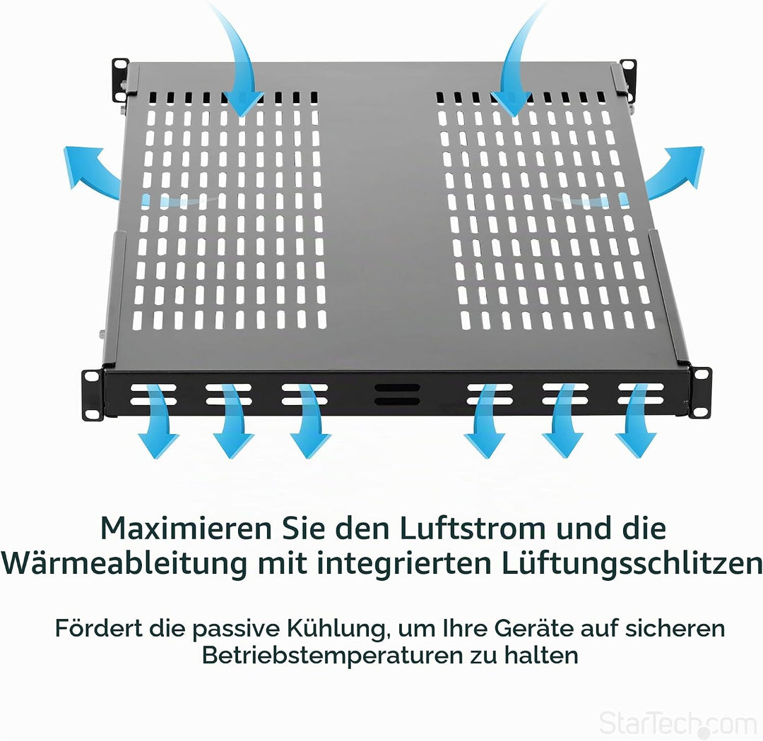 StarTech.com 1HE einstellbares belüftetes Rack Fachboden - 150kg - 49,5 bis 97,4 cm einstellbare tie