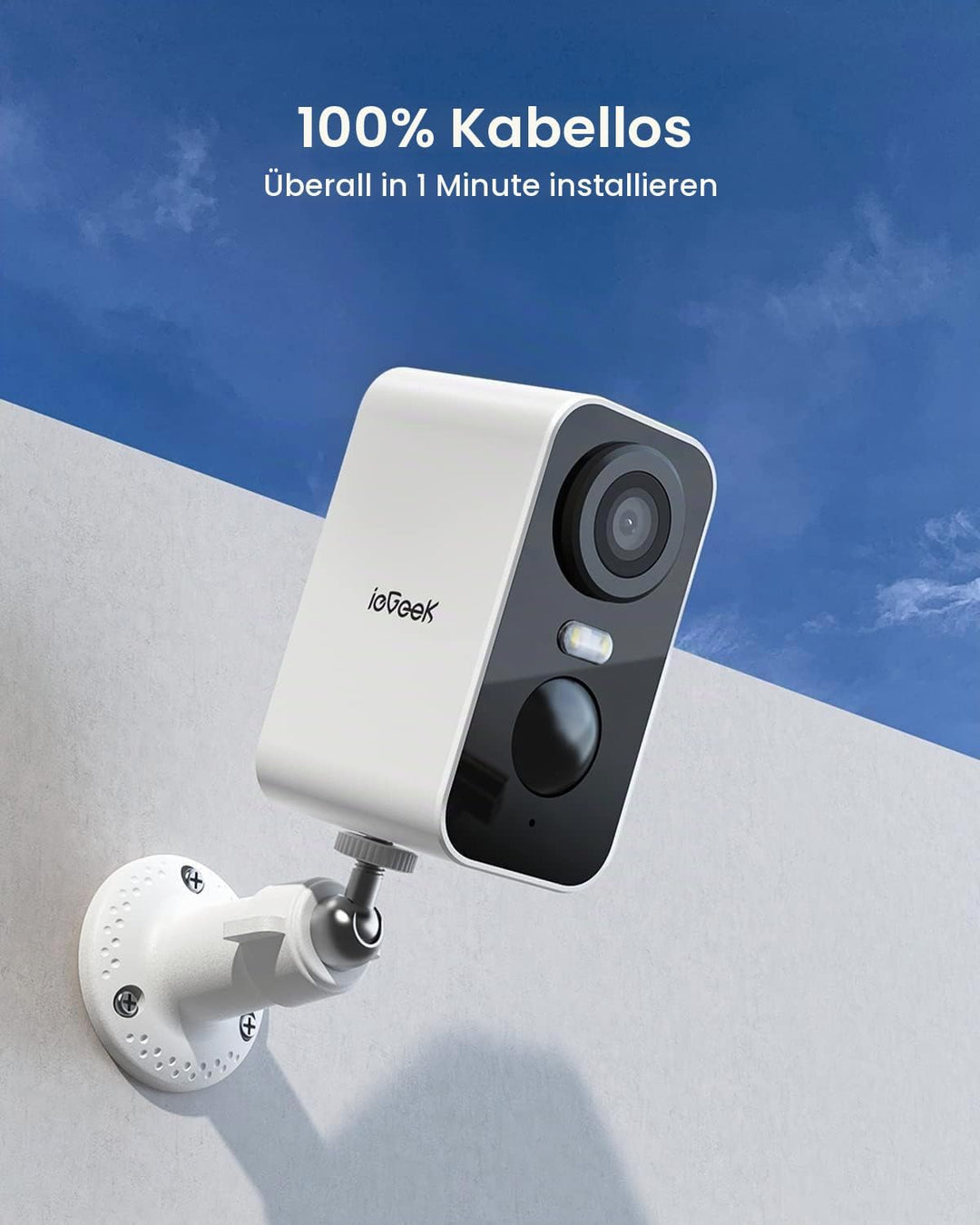 ieGeek 2K Überwachungskamera Aussen Akku, Kamera Überwachung Aussen WLAN, PIR-Bewegungserkennung, Bu