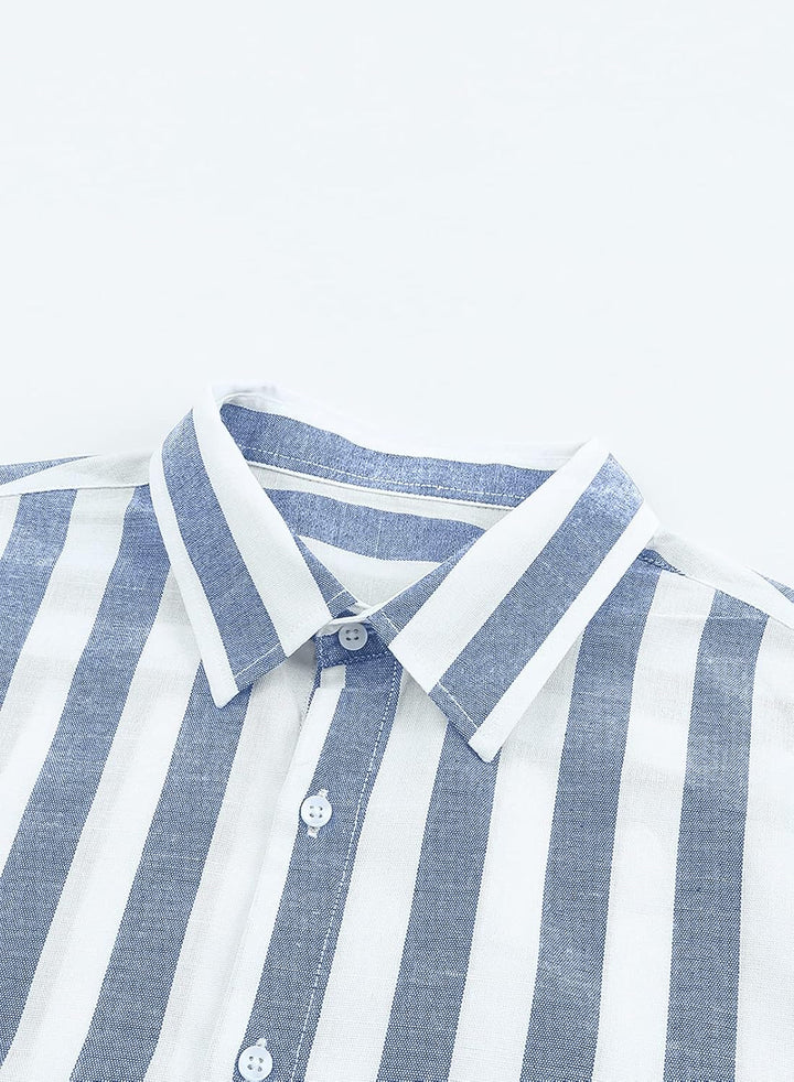 Meilicloth Herren Hemd Langarm Sommer Gestreifte Freizeithemden Casual mit Knöpfen Regular Fit A Him