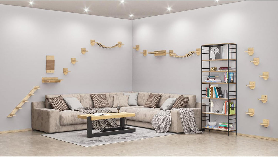 Katzenstufen Katzenleiter Katzentreppe Wandmontage Kletterwand Geflammt 5 Stufen