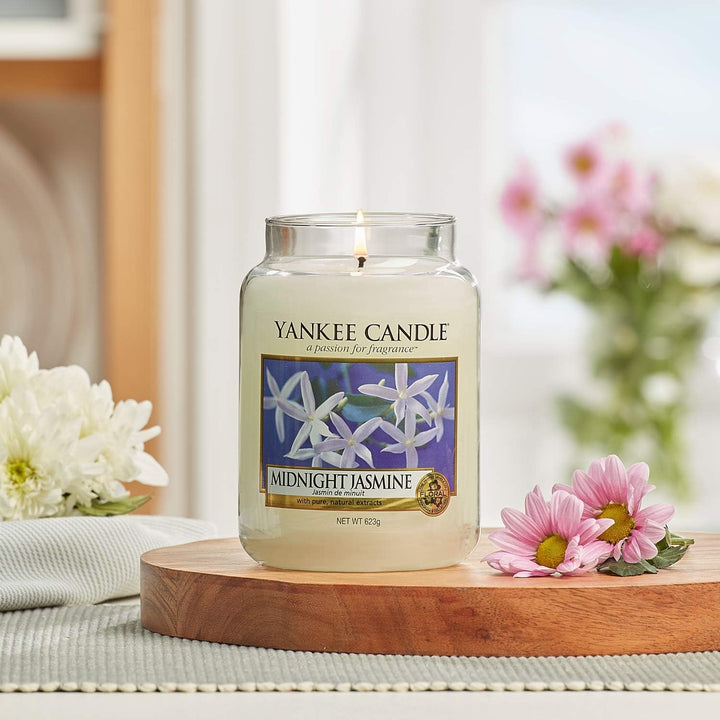Yankee Candle Duftkerze im Glas (mittelgross) | Midnight Jasmine | Brenndauer bis zu 75 Stunden Midn
