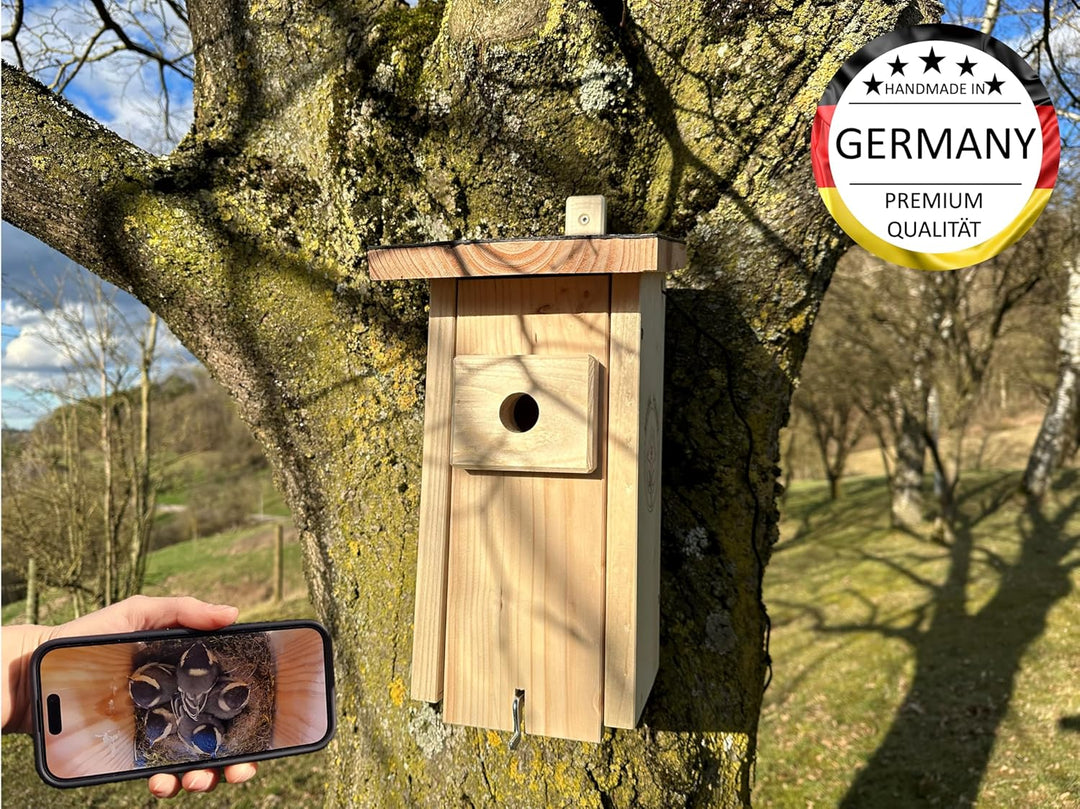 Hochwertiges Vogelhaus (Nistkasten) inklusive Kamera zum Vogel beobachten im Garten/Balkon mit WLAN