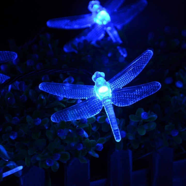 Solar Libellenlichterkette 20FT / 30 LED wasserdichte Innen- und Aussenmärchendekorationslichter, ge