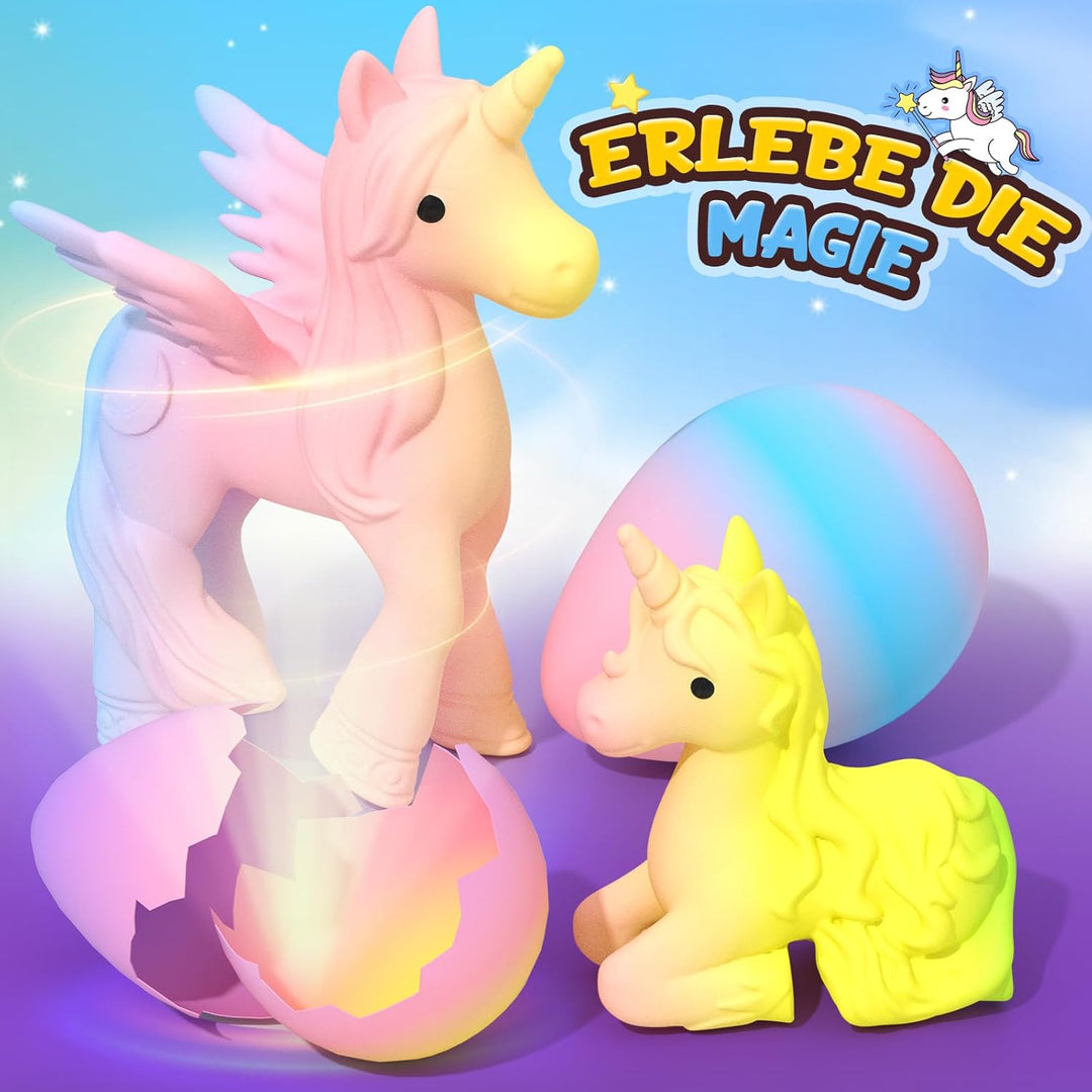Coodoo Einhorn Schlüpft Regenbogeneier für Kinder - 6er Pack Einhorn Geschenke für Mädchen & Jungen,