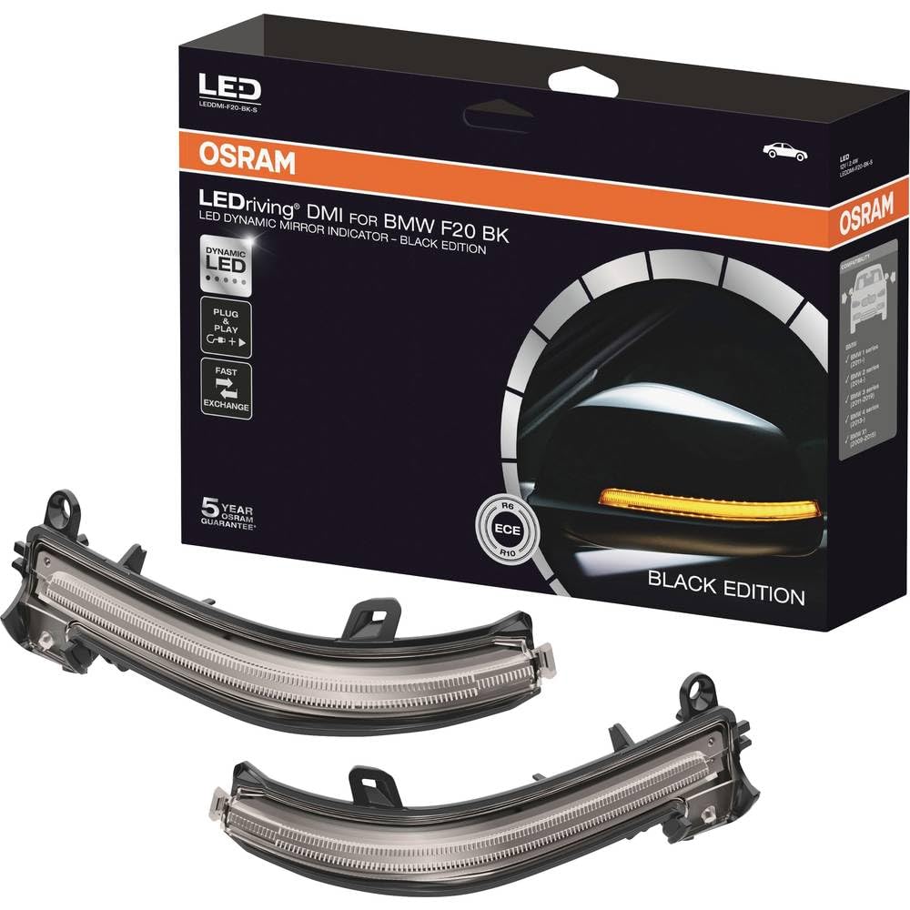 Osram LEDDMI F20 BK S LEDriving dynamischer Spiegelblinker - Black Edition, Set of 2 Black Edition B