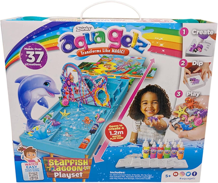 Simba Aquagelz PlaySet Starfish, CREA Weiche 3D-Figuren, inkl. Faltszenario, 12 Farbdosen, 8 Formen,