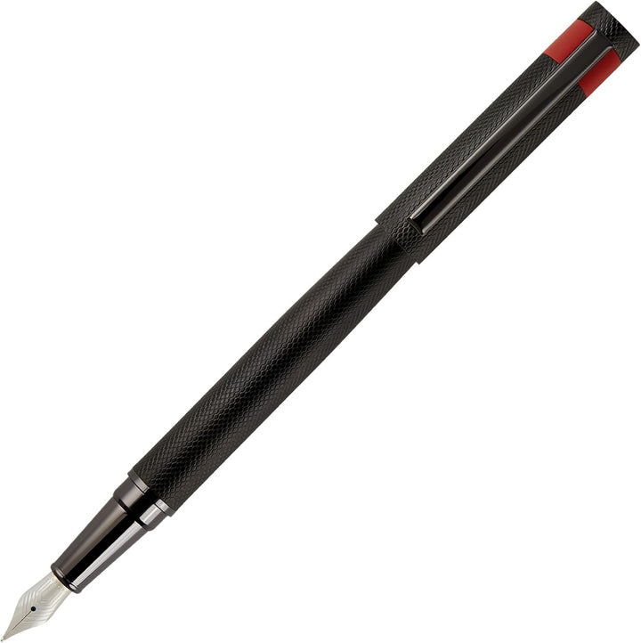 Hugo Boss Loop Diamond Füllfederhalter aus Messing in der Farbe Schwarz, Länge: 14,7cm, Federstärke: