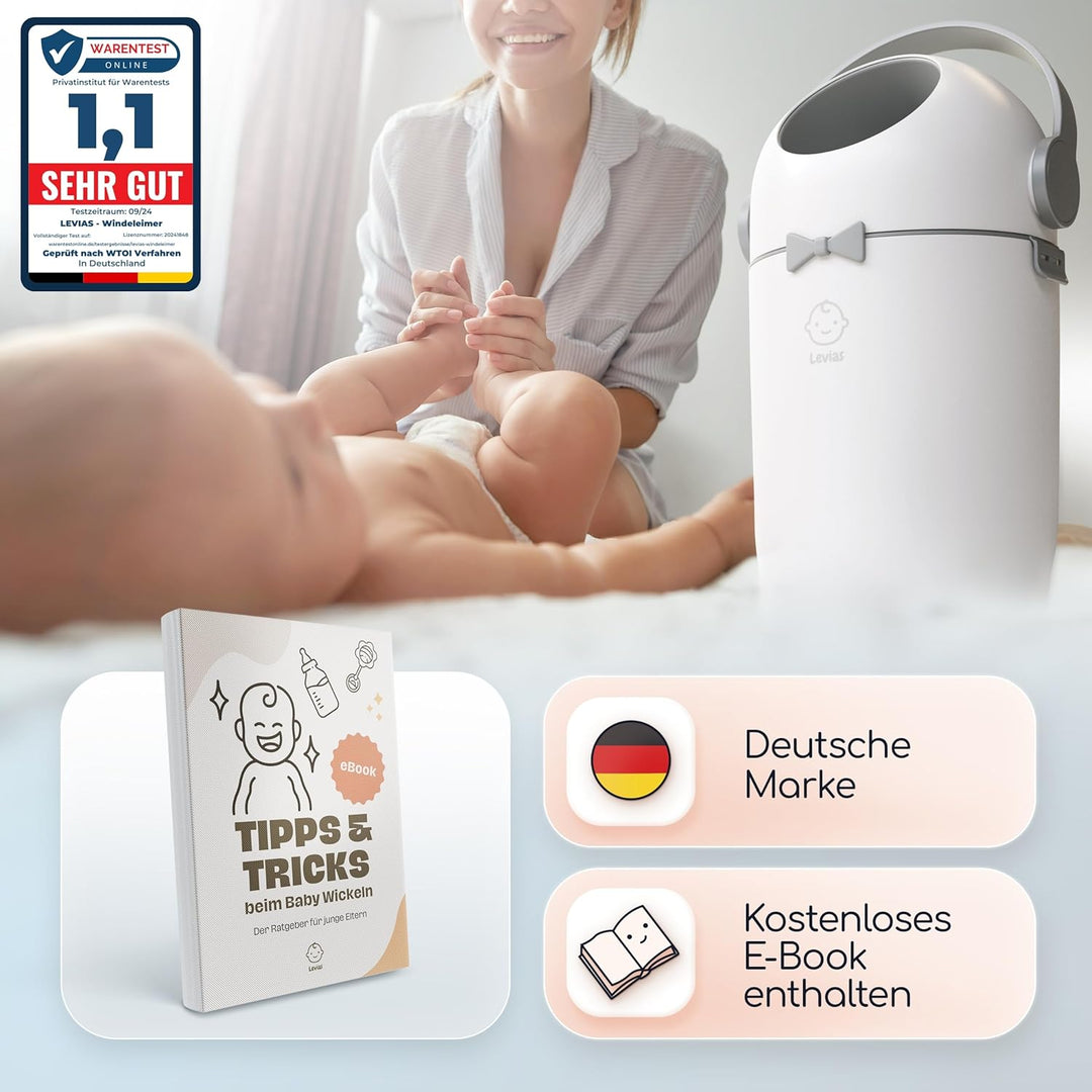 Levias® Windeleimer Baby Mülleimer Geruchsdicht | Windelmülleimer Geruchsdichter Wickeleimer ohne te