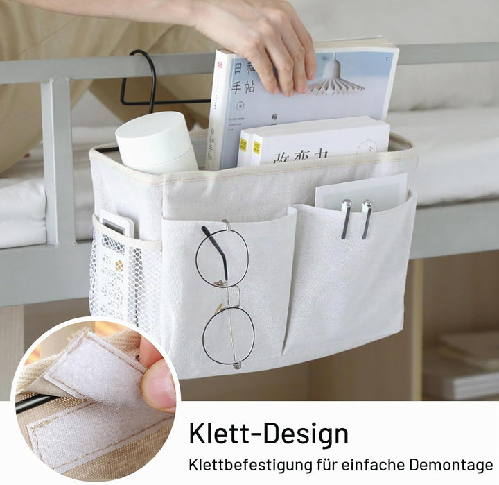Disnace 2Pcs Betttasche Bett Organizer Hängetasche Aufbewahrungstasche, Hängetasche Faltbares Leinen