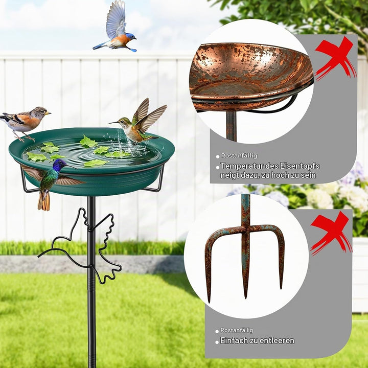 Vogeltränke Vogelbad Futter Schale Wasserstelle Stehend, Vogelbad Garten für Wildvögel Wassertränke