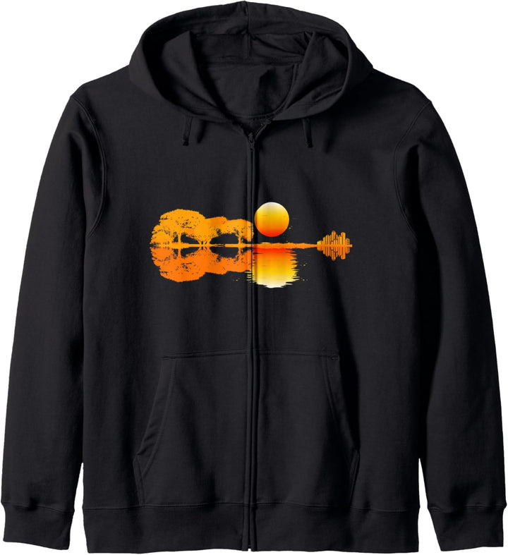 Gitarrist Musiker Gitarre Sonnenuntergang Gitarrenspieler Kapuzenjacke