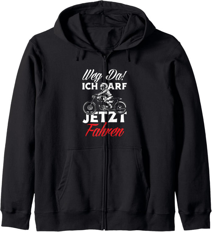 Weg Da Ich Darf Jetzt Fahren Lustiges Motorrad Führerschein Kapuzenjacke