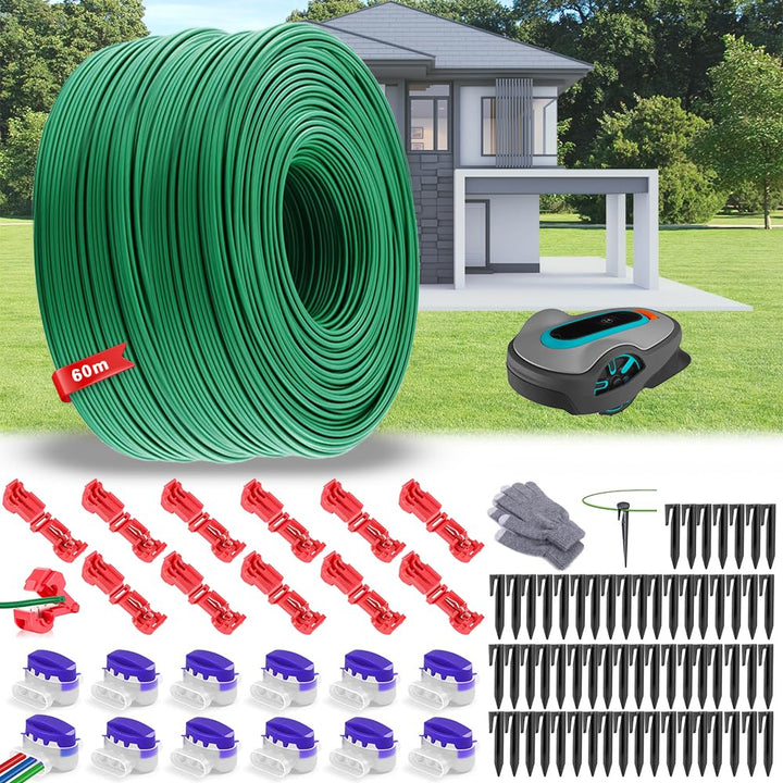 60m Universal Begrenzungskabel Mähroboter,Begrenzungsdraht Mähroboter,Mähroboter Kabel Ø2,7mm,Rasenm