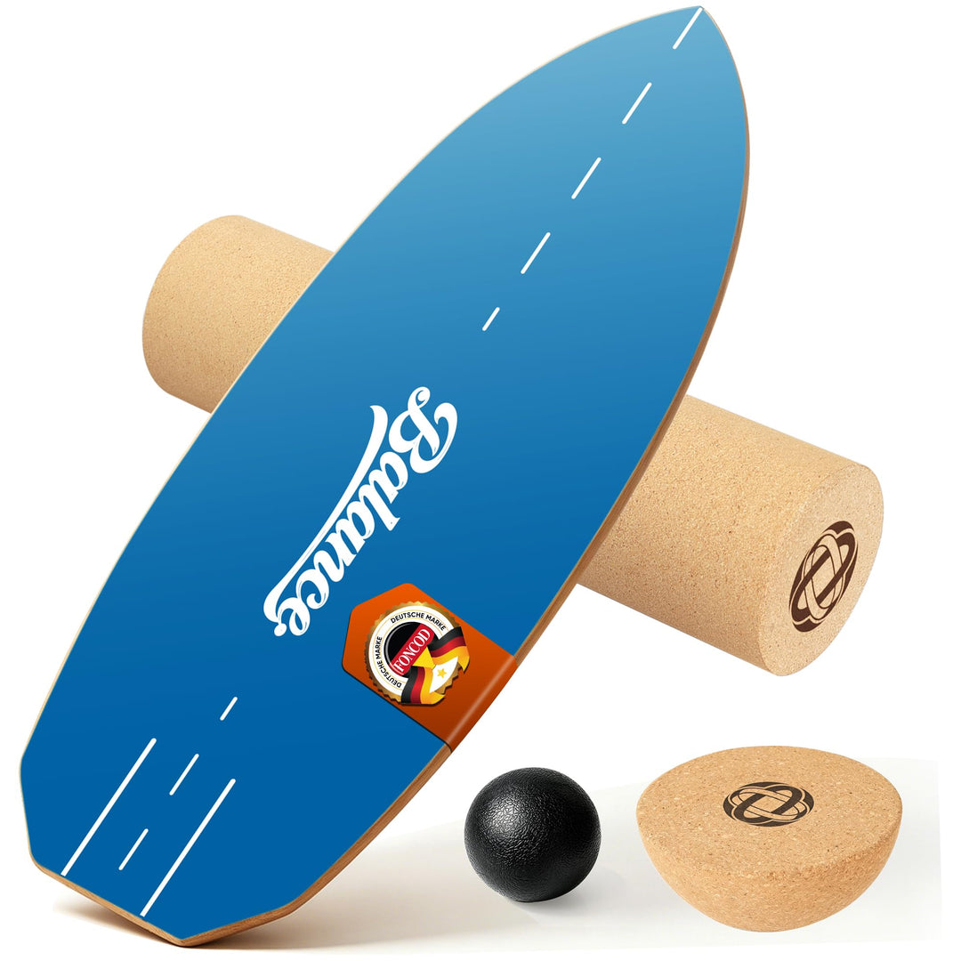 Balance Board Komplett-Set – 4-in-1 Massivholz Gleichgewichtsboard, 78 x 30 cm, bis 204 kg, rutschfe