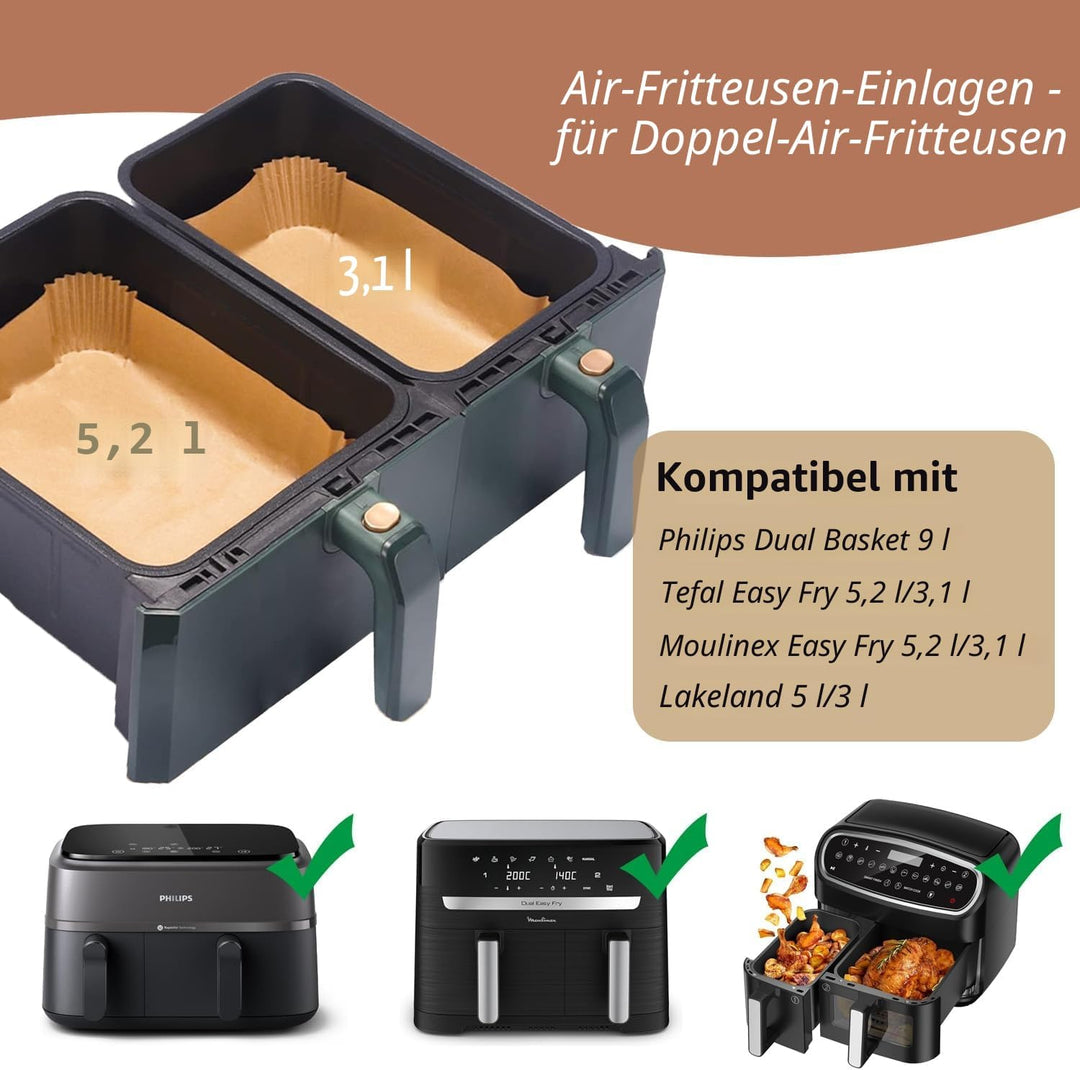 Airfryer Backpapier für Philips Airfryer Dual Basket 3000 Series, Heissluftfritteuse Backpapier für