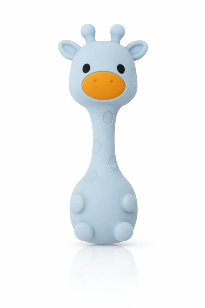MuyPe Rassel Giraffe und Beissring für Babys (Giraffe Blau), Giraffe Blau