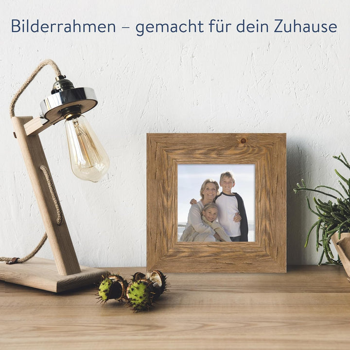 WANDStyle Bilderrahmen Strandhaus Stil 15x15cm I Farbe: Eiche-Optik I Fotorahmen I Holzbilderrahmen