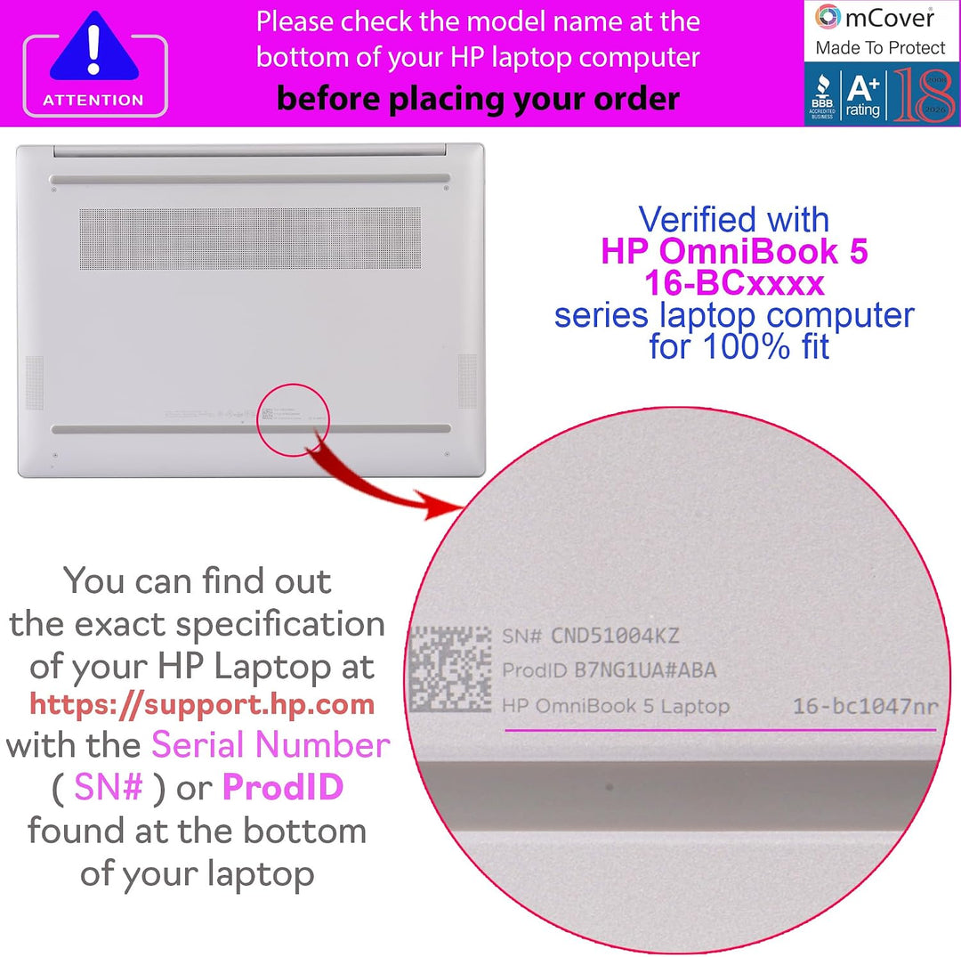 mCover Nur kompatibel mit HP OmniBook 5 16-AF / 16-AF / 16-AG / 16-BAxxxx / 16-BCxxxx und Pavilion 1