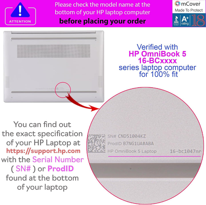 mCover Nur kompatibel mit HP OmniBook 5 16-AF / 16-AF / 16-AG / 16-BAxxxx / 16-BCxxxx und Pavilion 1