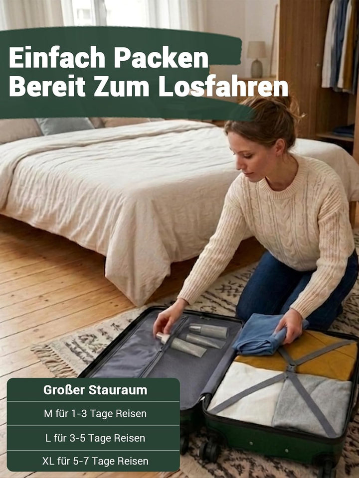 Mittelgrosser Koffer L, Hartschalenkoffer aus ABS, Leichter Trolley mit 4 Leisen 360° Doppelrollen,