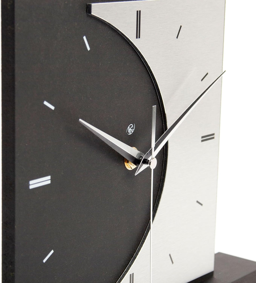 Kreative Feder Standuhr „Silvermoon“ aus Holz – Schwarze Tisch-Uhr ohne Ticken (leises Quarzuhrwerk)