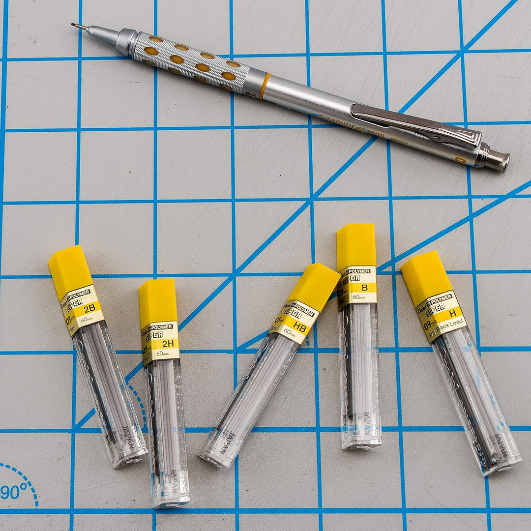 Pentel Super Hi-Polymer Blei Nachfüllen, 0,9 mm dick, 2B, 180 Stück von Blei (50-9-2B)