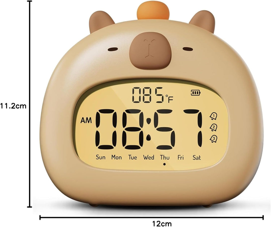IHALO Capybara Wecker Digital, Wecker Kinder mit Nachtlicht, LED-Display, Ok to Wake 2 Alarme, Woche