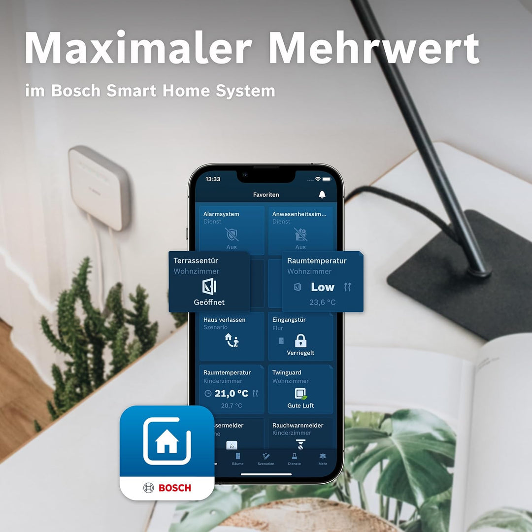 Bosch Smart Home Tür-/Fensterkontakt II [+M], smarter Sensor zum energieeffizienten Heizen und Einbr