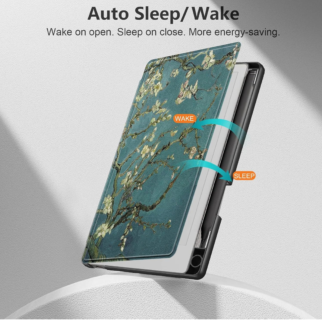 GIOPUEY Hülle Kompatibel mit Remarkable Paper Pro Move 7.3, Flip Case 360° Schutz - Aprikosenblume r