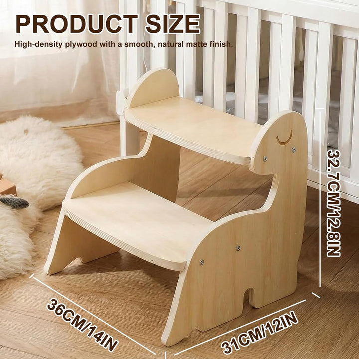 Ritthocker für Kinder, 36.1x 31 x 32.7cm Tritthocker Kinder Holz, Holzhocker für Kinder, Zwei-Schrit