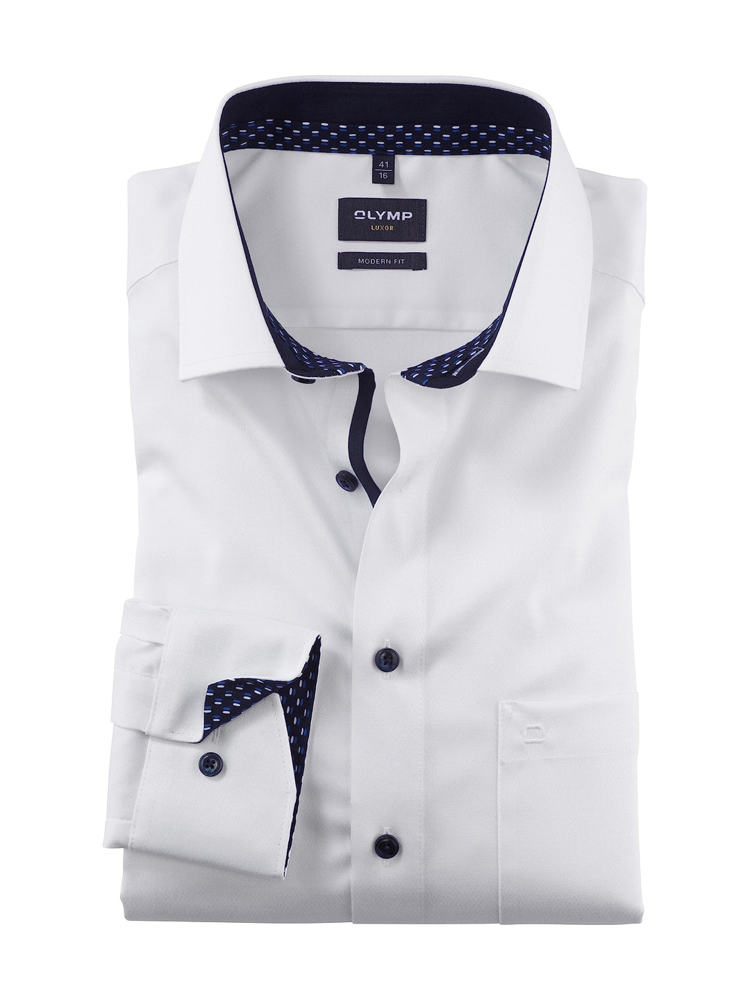 OLYMP Herren Businesshemd Langarm Luxor,Einfarbig,modern fit,Global Kent 37 Weiss 00, 37 Weiss 00