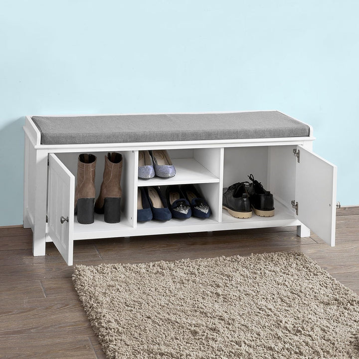 SoBuy Wandgarderobe-Set Flurset Flurmöbel Schuhbank mit Sitzfläche Flurgarderobe FSR35-W+FRG282-W