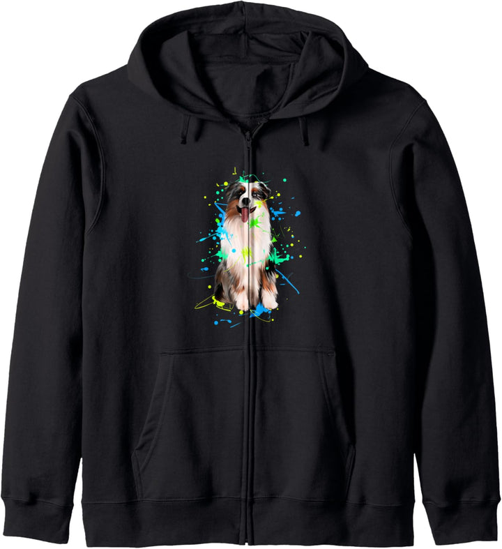 Australian Shepherd Gift Aussie Paint Splash Kapuzenjacke