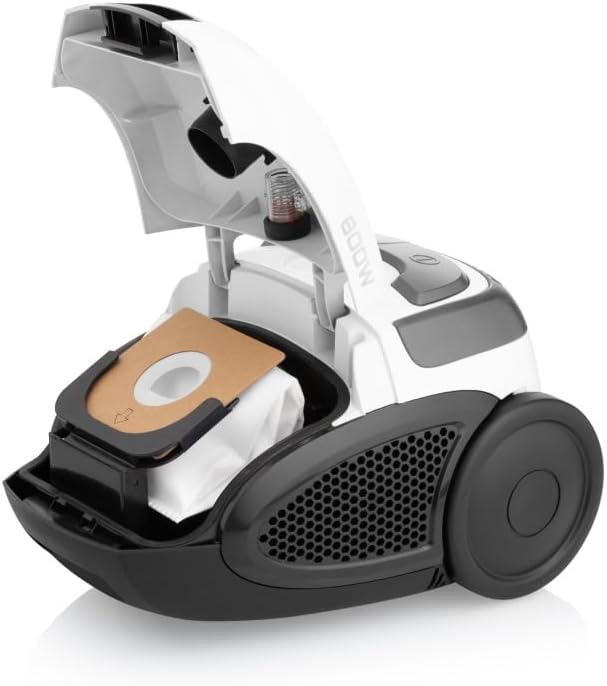 HYUNDAI ELECTRONICS Staubsauger mit Beutel VC068WG I 800 W I ECO-Motor I 2l Volumen I Weiss/Grau
