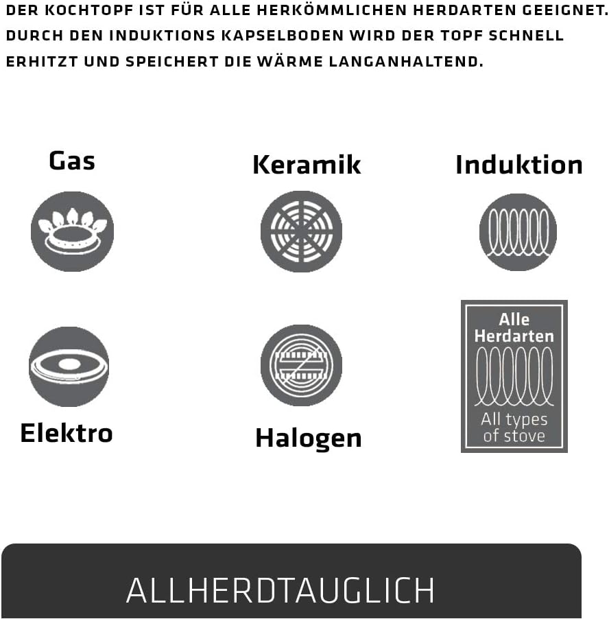 Berndes Kochtopf Injoy Special Edition 16 cm, Induktion, Kochtopf aus Edelstahl, allherdtauglich, To