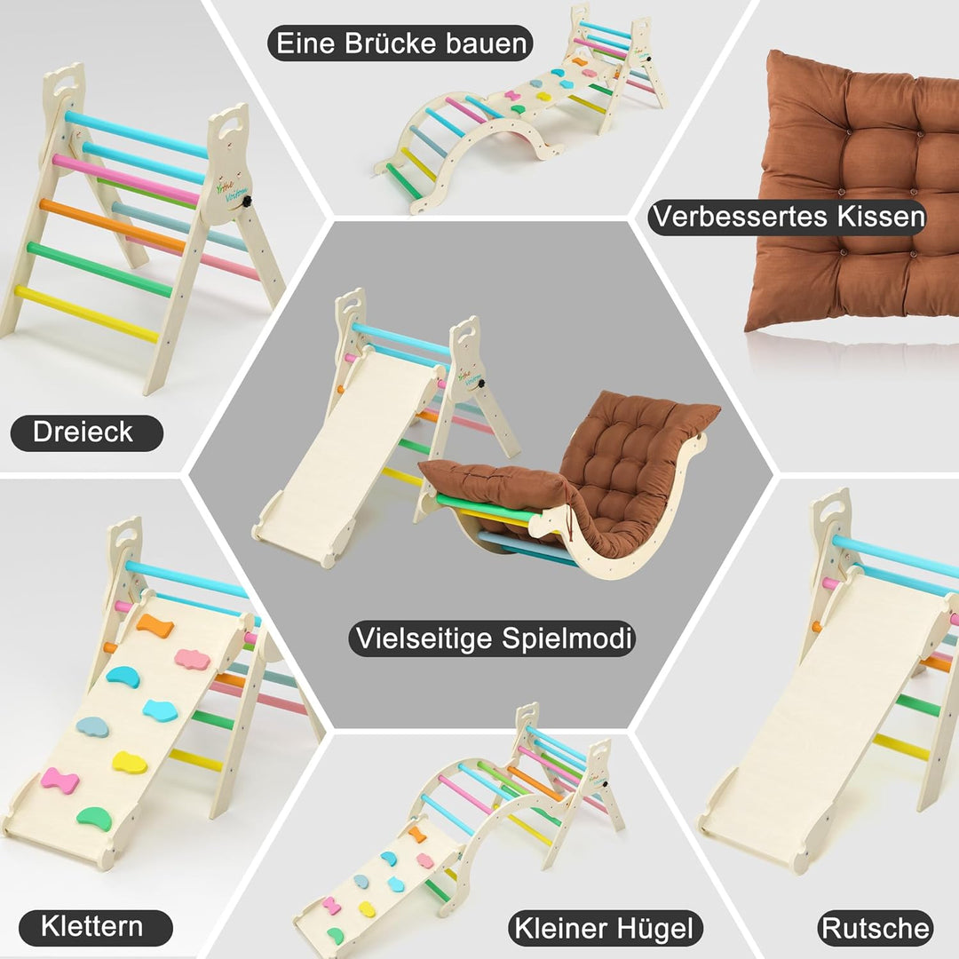 Klettergerüst Indoor Geschenke Junge Mädchen, Montessori Spielzeug ab 1.5 2 3 4 + Jahre, Upgrade 7-i