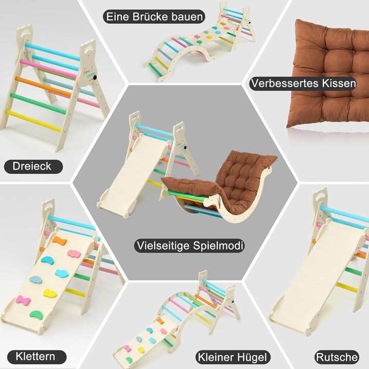 Klettergerüst Indoor Geschenke Junge Mädchen, Montessori Spielzeug ab 1.5 2 3 4 + Jahre, Upgrade 7-i