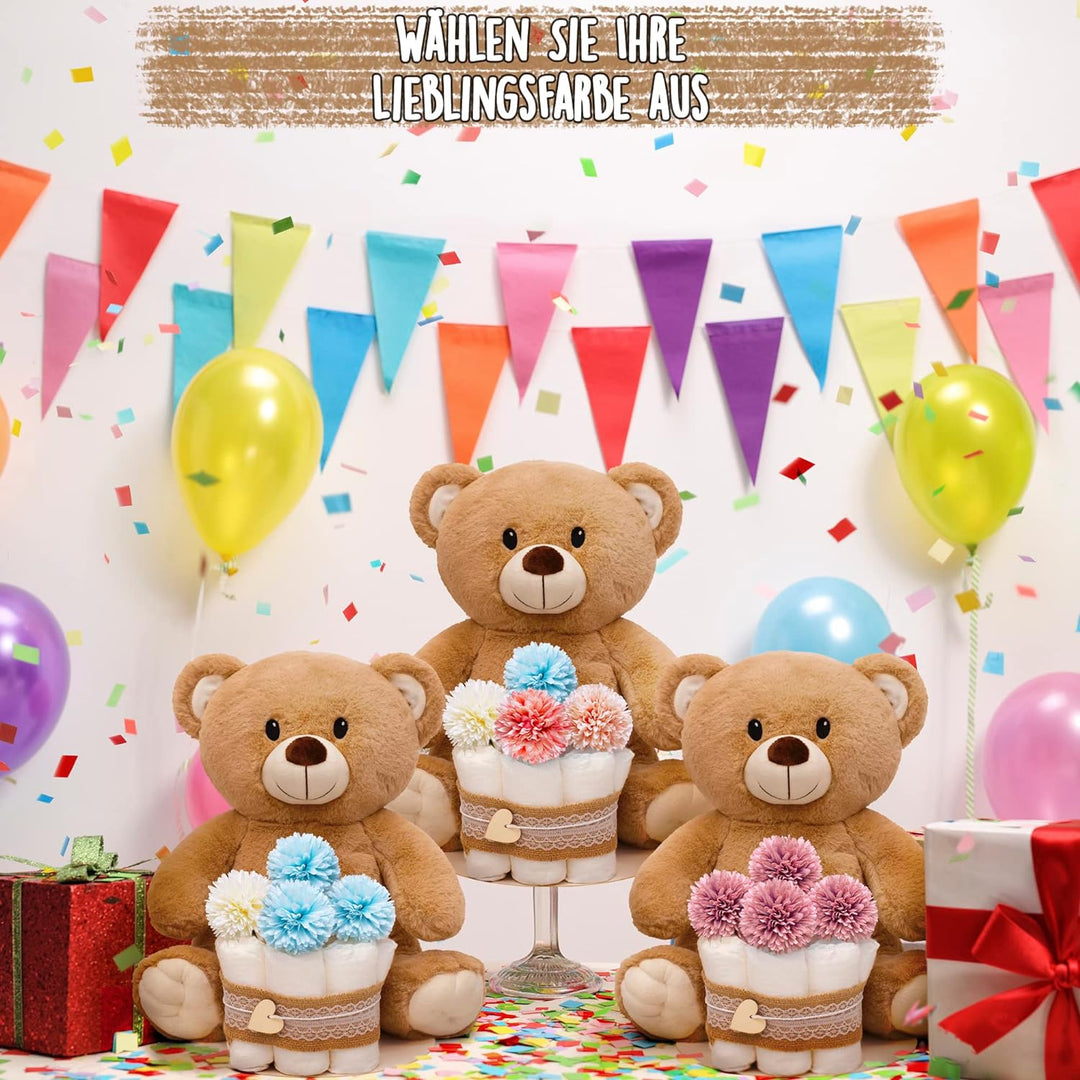 MilaBoo® Kleine Vintage Windeltorte Mädchen mit grossem Teddybär I Liebevolles Geschenk zur Geburt I