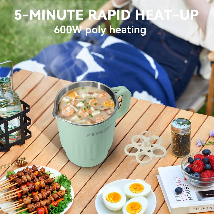 Faltbarer Wasserkocher 1L Grün Reise Camping Wasserkessel - 600W 304 Edelstahl Elektrischer Wasserko