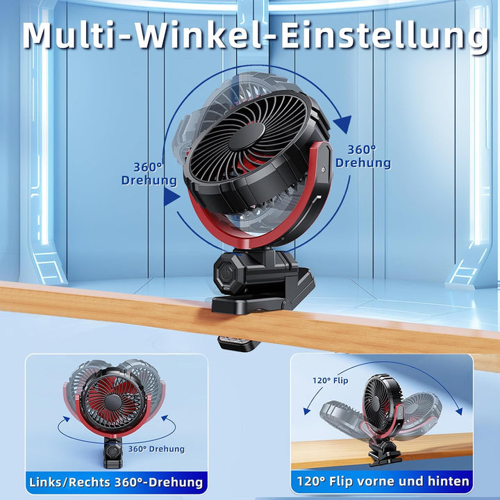 Auto Clip Ventilator,USB C Leise Fan Portable Klein Klemmventilator,360° Verstellbar 3 Stufen Stark