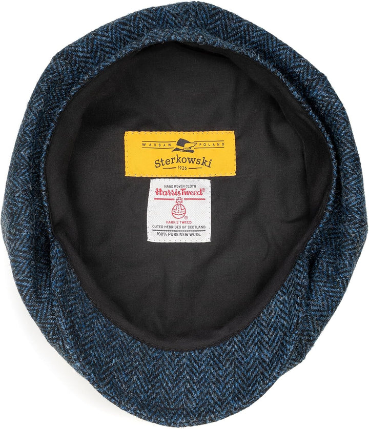 Sterkowski Peaky Style | Harris Tweed Schiebermütze für Herren | Warm Komfortabel Schirmmütze 54 Bla