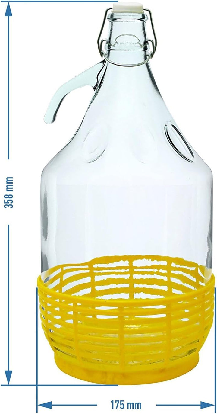lilawelt24 6X 5L Flasche mit Bügelverschluss +Gummistopfen + Gärröhrchen/Gärballon Set Weinballon Gä