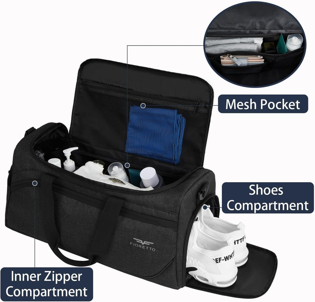 FIORETTO 50L Sporttasche &amp; Reisetasche für Damen und Herren, mit Schuhfach &amp; Nassfach, Wasserdicht T