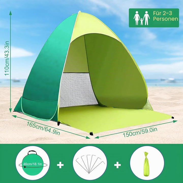dellyy Pop Up Beach Tent UV Baby, UPF 50+, Tent Travel bietet Platz für 2-3 Personen, Beach Shelter