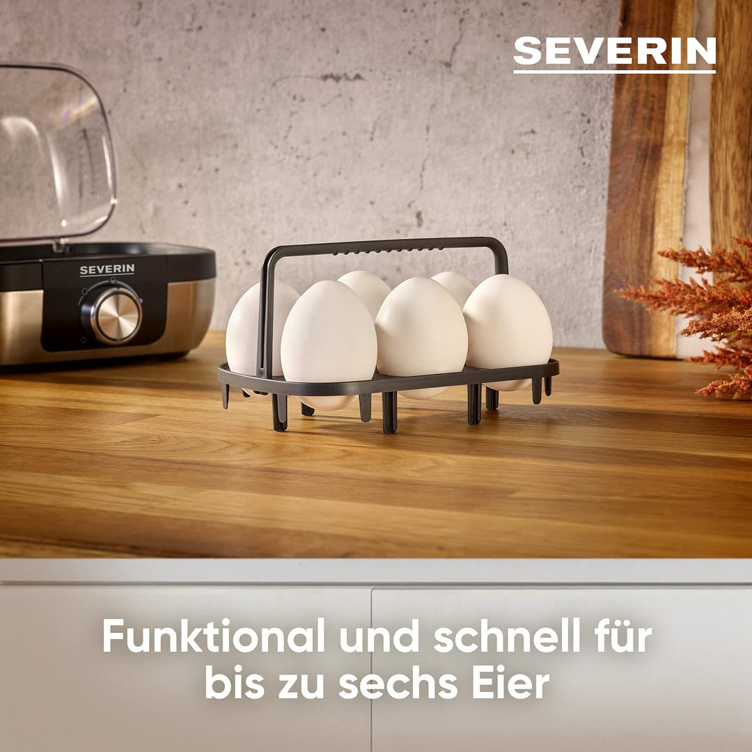SEVERIN Eierkocher für 6 Eier mit elektronischer Kochzeitüberwachung, inkl. Messbecher mit Eierstech